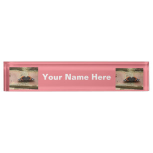 Placa De Nombre Nameplate de mariposa del Almirante Rojo