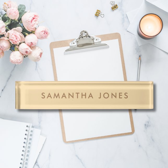 Placa De Nombre Nameplate moderno minimalista (Personalised Professional Modern Beige Office Nameplate
)