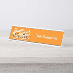 Placa De Nombre Naranja Escuela Pride Mascota Nombre Escritorio No