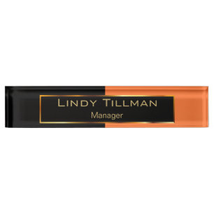 Placa De Nombre Naranja exclusivo y negro