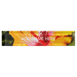 Placa De Nombre Naranja Hibiscus Flower Side View