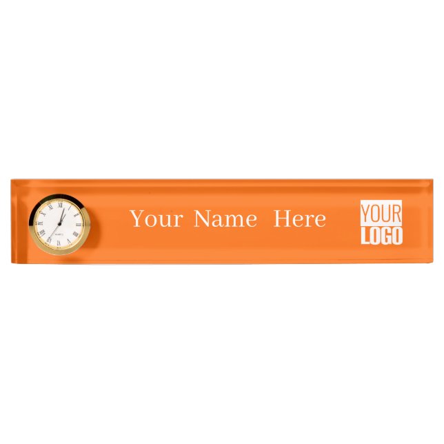 Placa De Nombre Naranja neón - agregar logotipo (Anverso)