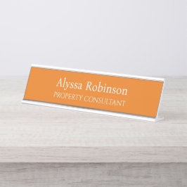 Placa De Nombre Naranja Vivid Professional Desk Nombre Plate