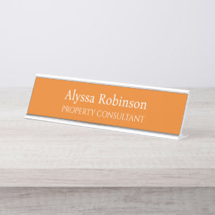 Placa De Nombre Naranja Vivid Professional Desk Nombre Plate