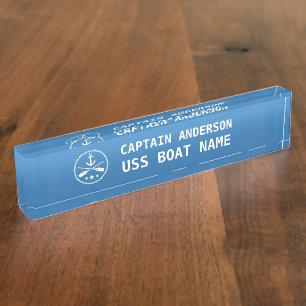 Placa De Nombre Nautical Anchor y Oars Captain and Boat