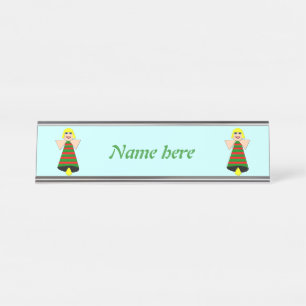 Placa De Nombre Navidades Angel Bell Personalizado