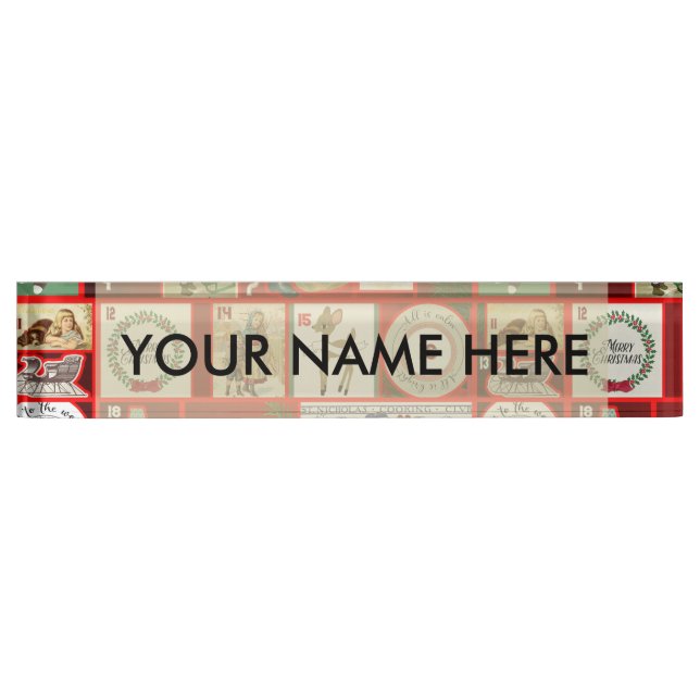 Placa De Nombre Navidades bloquean cuadrados de Ilustracion (Anverso)