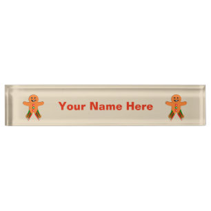 Placa De Nombre Navidades Fiesta Gingerbread Man Personalizado Nam