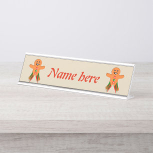 Placa De Nombre Navidades Fiesta Gingerbread Personalizado