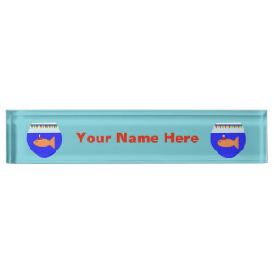 Placa De Nombre Navidades Fiesta Goldfish Personalizado Nameplate