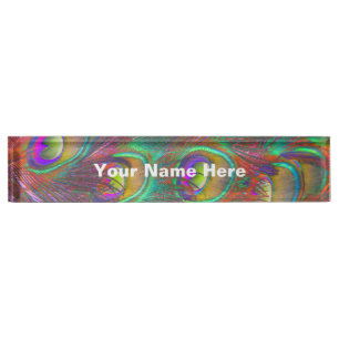 Placa De Nombre Navidades Tinsel Peacock Feathers