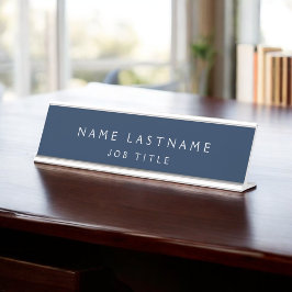 Placa De Nombre Navy Blue Modern Elegant Profesional Clásico