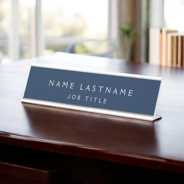 Placa De Nombre Navy Blue Modern Elegant Profesional Clásico (Subido por el creador)