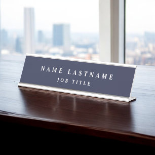 Placa De Nombre Navy Blue White Modern Elegant Profesional Clásico