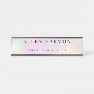 Placa De Nombre Nebulosa de Oro de Lujo con Nombre Personalizado  