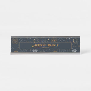 Placa De Nombre Negocio de Astrología Celestial Mística Personaliz