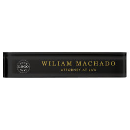 Placa de nombre negra personalizada para abogados