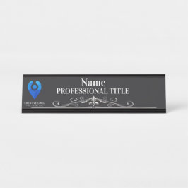 Placa de nombre negro de personalizable con logoti