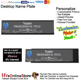 Placa de nombre negro de personalizable con logoti