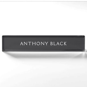 Placa De Nombre Negro Mate Minimalista Sencillo Elegante Moderno