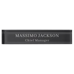 Placa De Nombre Negro Mate Profesional Sencillo Moderno Elegante
