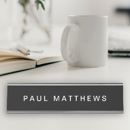 Placa De Nombre Negro Moderno Personalizado elegante añada su nomb