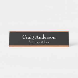 Placa De Nombre Negro Profesional Sencillo Clásico Elegante