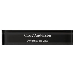 Placa De Nombre Negro Profesional Sencillo Moderno Elegante