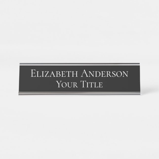 Placa de nombre negro simple para mujeres (Anverso)