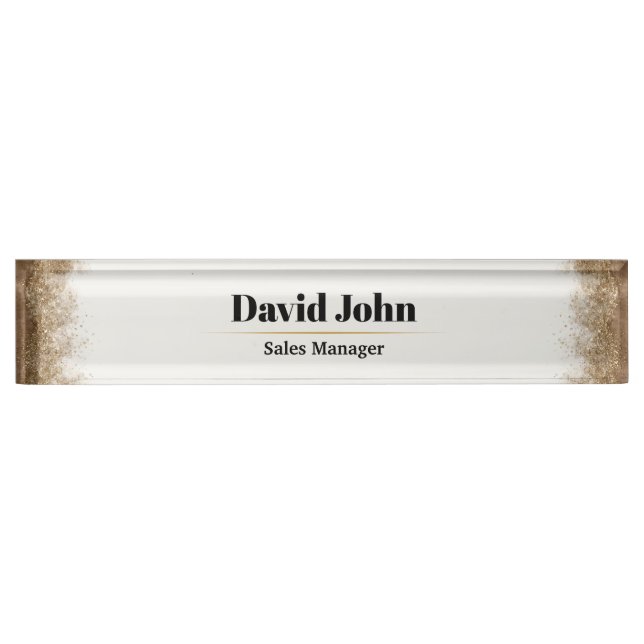 Placa De Nombre Negro y oro personalizado (Anverso)