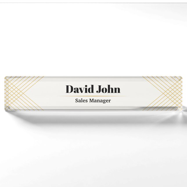 Placa De Nombre Negro y oro personalizado simple (Anverso)