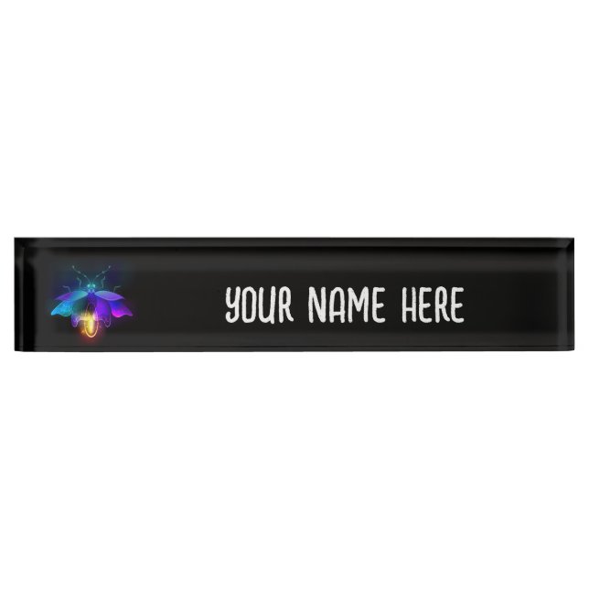 Placa De Nombre Neon Firefly en negro (Anverso)