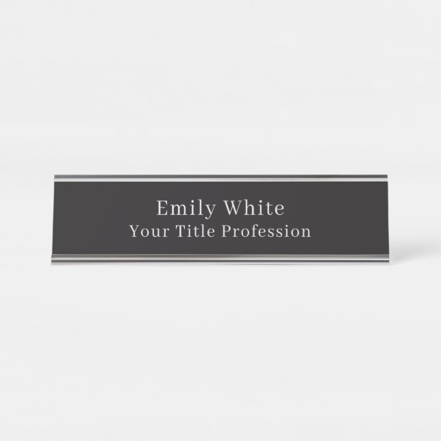 Placa De Nombre Night Black Plain Elegant Professional Modern (Anverso)
