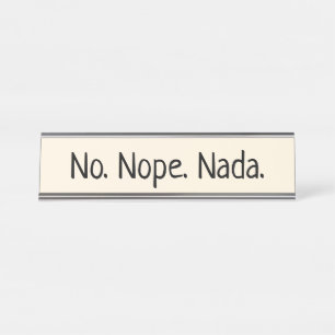 Placa De Nombre Ningún Nope Nada