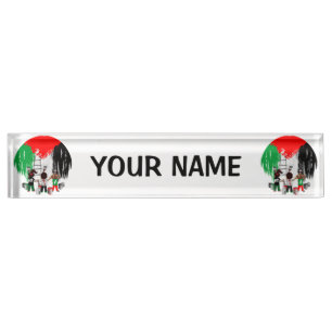 Placa De Nombre Niños de Gaza pintando la bandera de Palestina