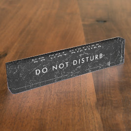 Placa De Nombre No molestar al Rótulo Black Marble Silver Business