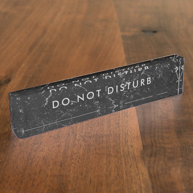 Placa De Nombre No molestar al Rótulo Black Marble Silver Business (Lateral)