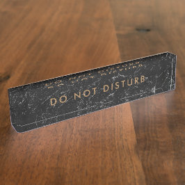 Placa De Nombre No molestar el negocio del oro del mármol negro de
