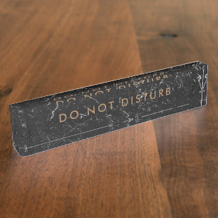 Placa De Nombre No perturbe el negocio de mármol negro del oro de
