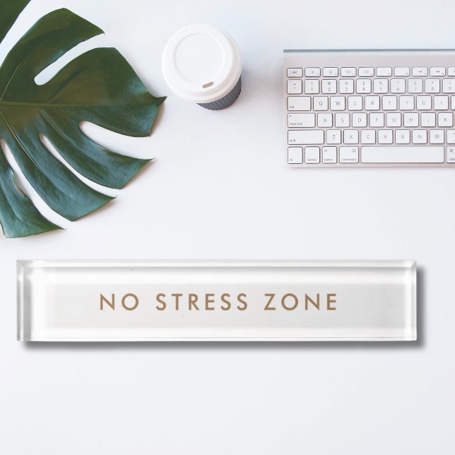 Placa De Nombre No Stress Zone Modern Minimalist Funny (No Stress Zone Modern Minimalist Funny Nameplate)