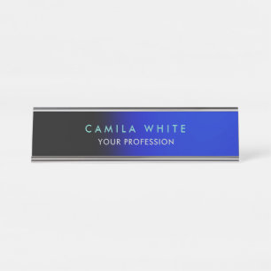 Placa De Nombre Noche Azul Elegante Profesional Clásico Negocios