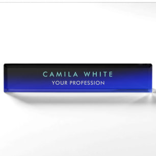 Placa De Nombre Noche Azul Elegante Profesional Clásico Negocios
