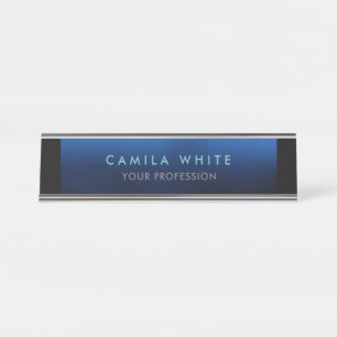 Placa De Nombre Noche Azul Elegante Profesional Clásico Negocios