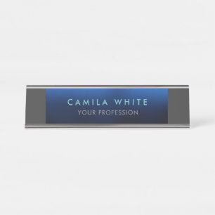 Placa De Nombre Noche Azul Elegante Profesional Clásico Negocios