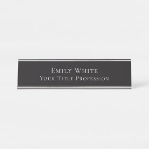 Placa De Nombre Noche Negro Plano Elegante Profesional Moderno