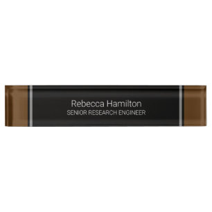 Placa De Nombre Nombrado clásico negro y marrón para su oficina