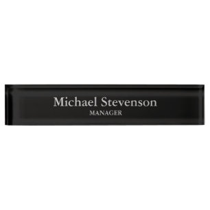 Placa De Nombre Nombrado de escritorio moderno elegante y negro