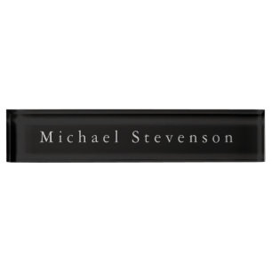 Placa De Nombre Nombrado de escritorio moderno elegante y negro