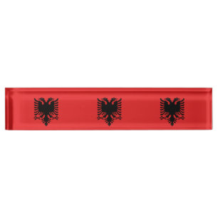 Placa De Nombre Nombrado de la mesa con bandera de Albania