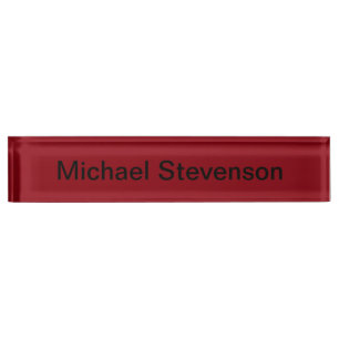 Placa De Nombre Nombrado profesional moderno de escritorio rojo de